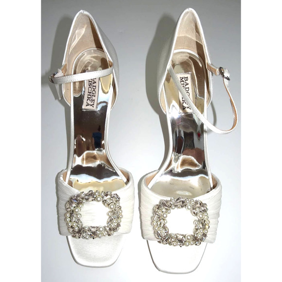 Badgley Mischka Women's Nina Heeled Sandal 11 White Satin - Picture 2 of 15